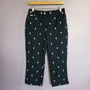 St. John Sport Vintage Navy Golf Tee Embroidered High Rise Capri Pants